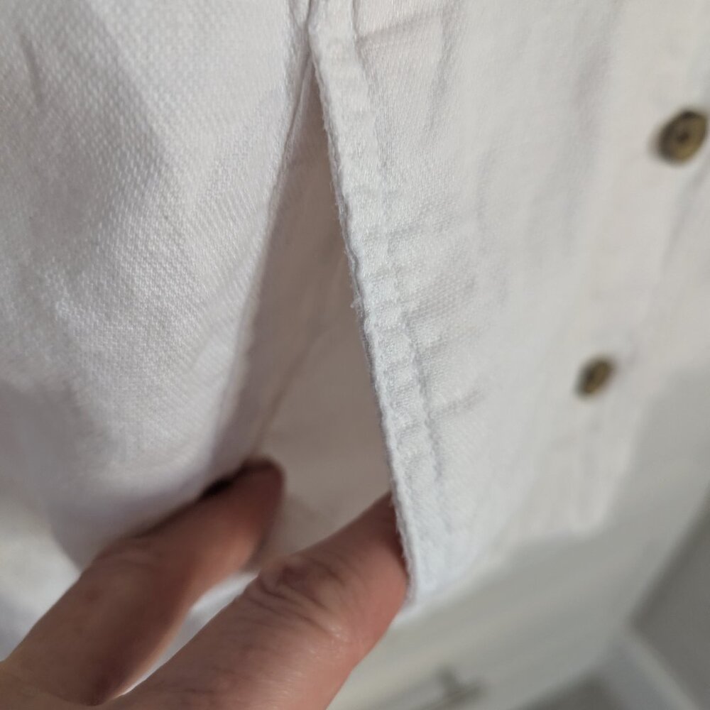 Nicole Miller White Linen Blend Cropped Jacket Button Front Utility Shirt M - Picture 3 of 11